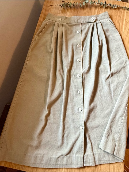 Ashley By 26 International Dresses & Skirts - Vintage Ashley Corduroy Midi Skirt Button Front Pleated Beige Fits Size 8/10